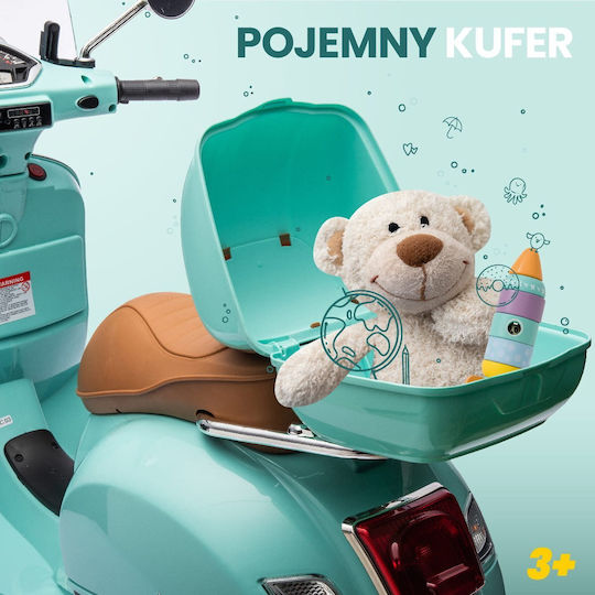 Παιδική Vespa Scooter with Trunk Ηλεκτροκίνητη Τιρκουάζ