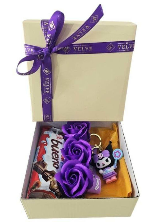 Joy Box Kuromi Kids Set Breloc Figurină 3 Trandafiri De Săpun Violet Kinder Bueno