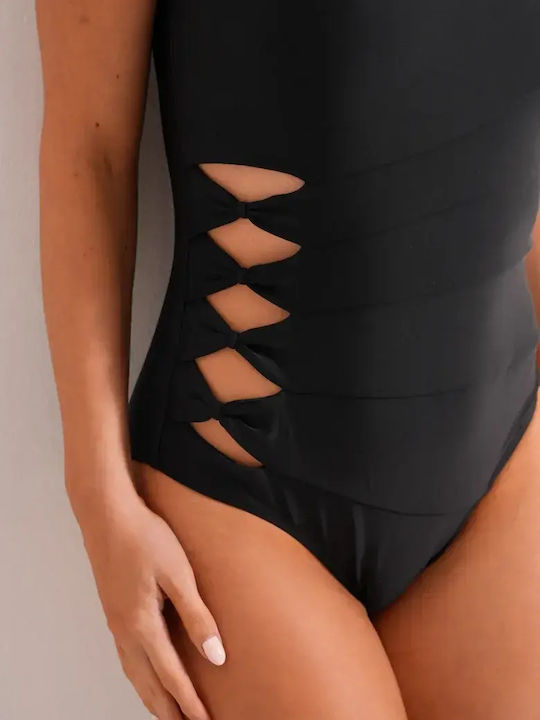 One Piece Swimsuit with One Shoulder Black