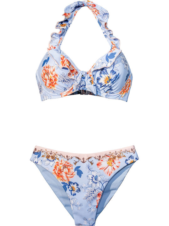 Set Bikini Floral Γαλάζιο