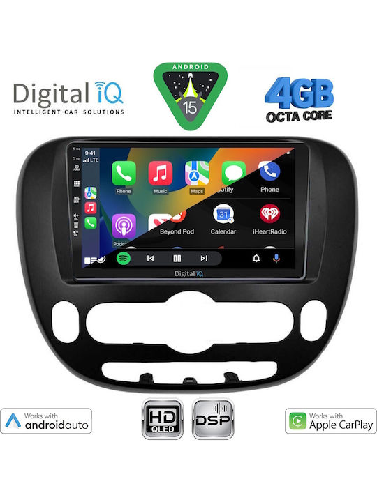 Digital IQ Auto-Audiosystem für Kia Seele 2014-2025 Bluetooth USB Eingebautes Wi-Fi GPS Apple CarPlay Android Auto mit Touchscreen 9 Zoll