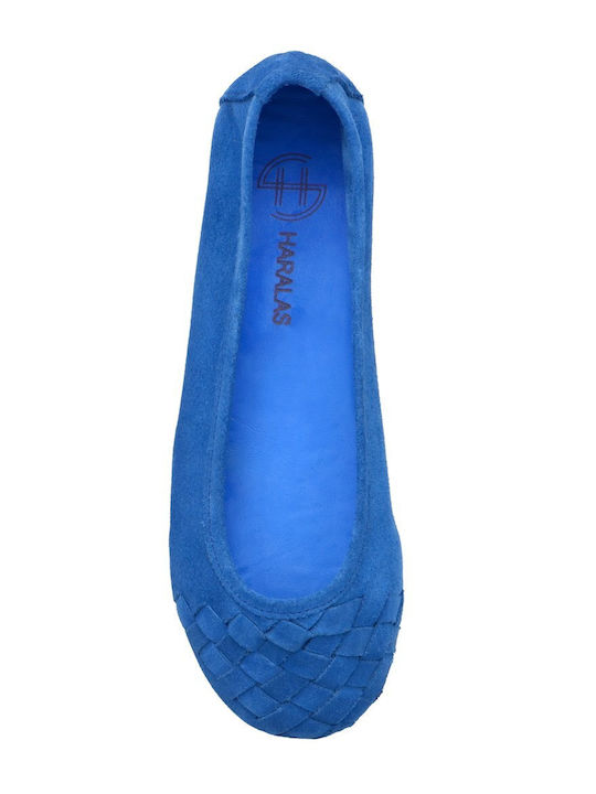 Suede Women's Ballerina Shoes in Blue Colour