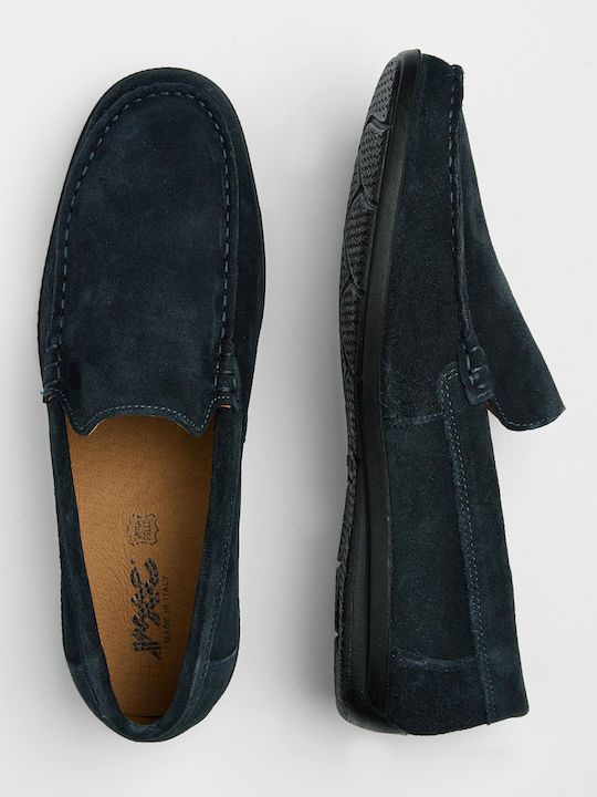 Leather Men's Loafers in Blue Color