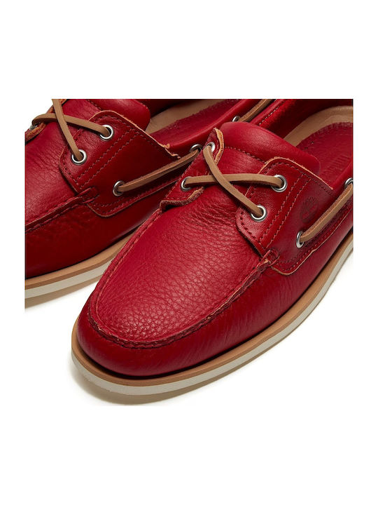 Classic Leather Men's Boat Shoes in Red