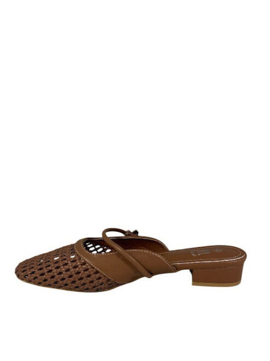 Mules With Heel In Tabac Brown Colour DMS313-23-TABAC