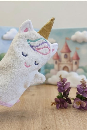 Stewehome Kids' Bath Towel Hooded Unicorn Embroidery 100% Cotton 100x100 Cm