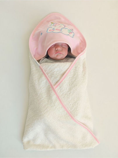 Stewehome Kids' Bath Towel Hooded Unicorn Embroidery 100% Cotton 100x100 Cm