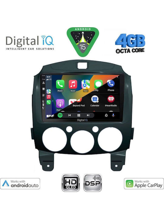 Digital IQ Car Audio System for Mazda 2 2007-2014 (Bluetooth/USB/WiFi/GPS/Apple CarPlay/Android Auto) with 9" Touch Screen