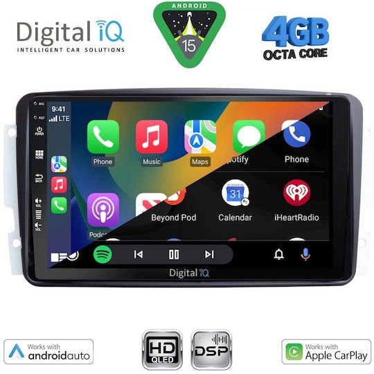 Digital IQ Car Audio System for Mercedes-Benz CLK Class 2000-2004 Bluetooth USB WiFi GPS Apple CarPlay Android Auto with 9" Touch Screen