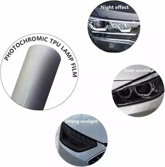 Tpu Ppf Photochromic Μεμβράνη Φαναριών Αυτοκινήτου Stealth Αλλαγή Χρώματος Smoked Black Crystal Clear 30x60cm Tc-464