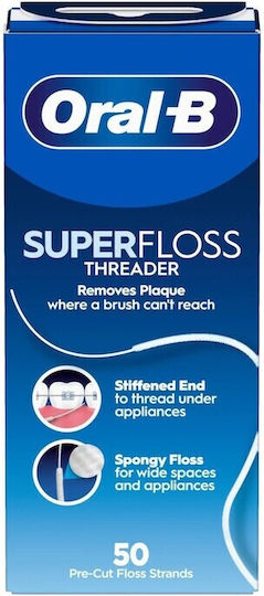 Oral-B Super Floss Ață Dentară Cearată cu Aromă de Mentă 50m 4 Bucăți