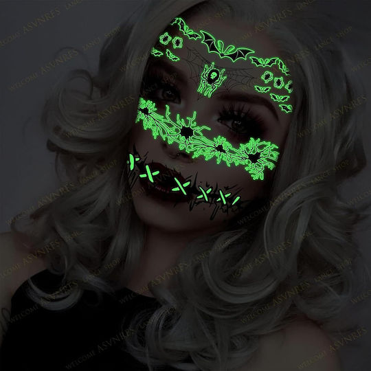 Gesicht Tätowierungen Halloween Set 4 Blätter Temporäre Tätowierung