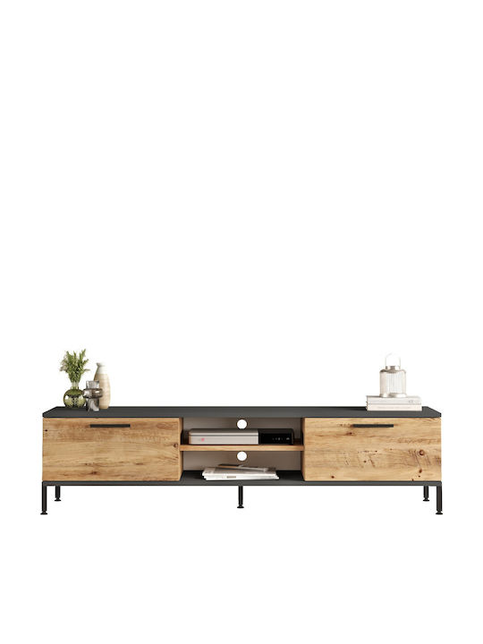 Enfield TV Stand Made of Solid Pine Wood/Anthracite L160xD35xH39.1cm