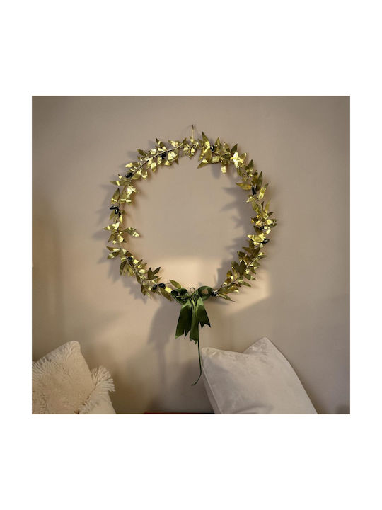 Wanddekoration Kranz Olive Handgefertigt Gold aus Metall 35x35cm