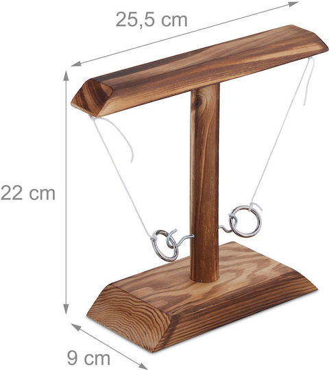 Joc De Masă Relaxdays Aruncare Inel De Băut Din Lemn De Pin Natural 22x25.5x9cm