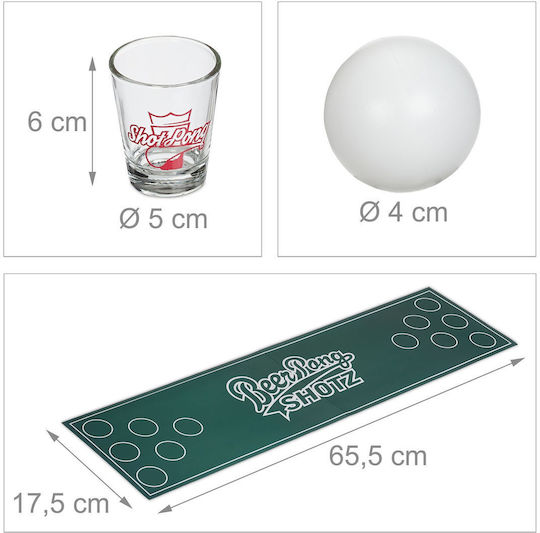 Relaxdays Mini Beer Pong White Dark Green/transparent 6x5x5 Cm
