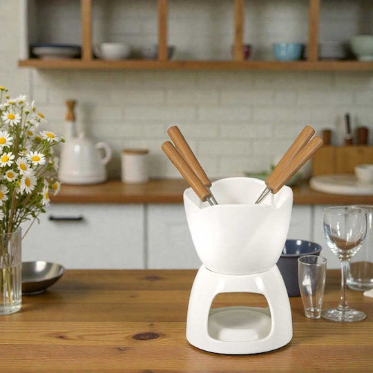 Banquet Porcelain Fondue Pot with Tea Light White 10.5cm