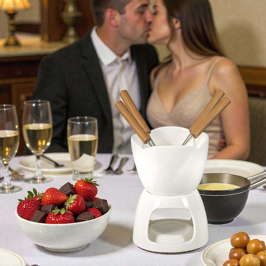 Banquet Porcelain Fondue Pot with Tea Light White 10.5cm