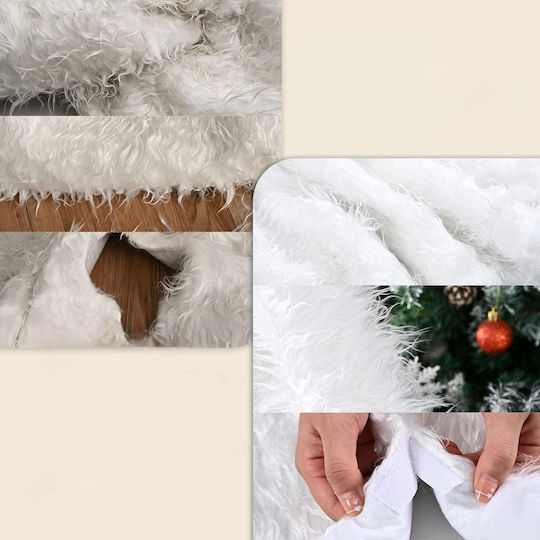 Christmas Rug ''Tree'' White with Furry Texture D150cm.