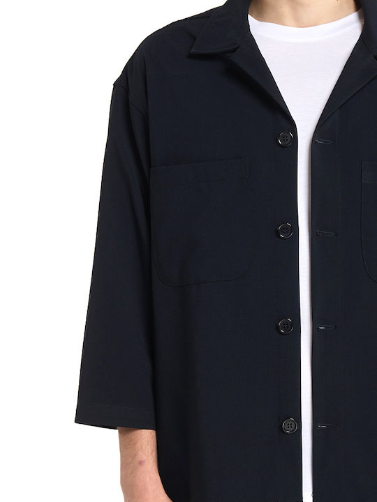 Μακρυμάνικo Overshirt σε Κανονική Γραμμή Μπλε