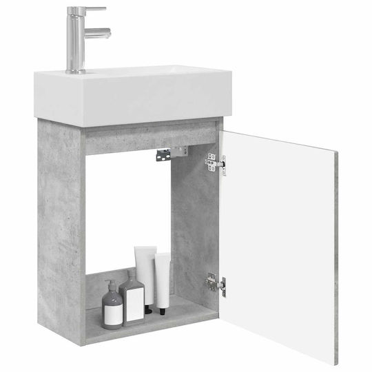 vidaXL Плот със Смесител 45.5x22.5x84 см Сив