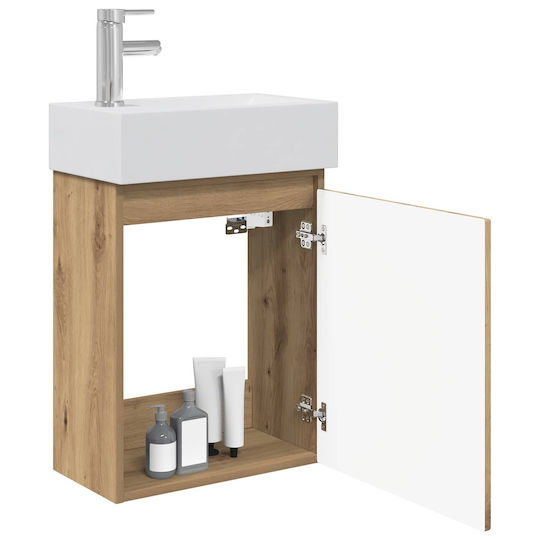 vidaXL Плот Със Смесител 45.5x25.5x84 см Кафяв