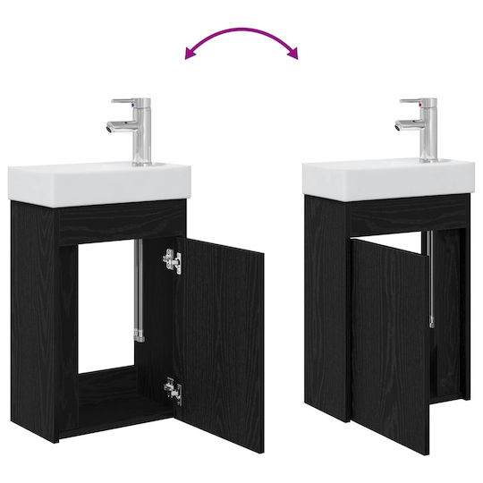 vidaXL Πάγκος με Νιπτήρα Μ40.5xΒ22.5xΥ62cm Μαύρο