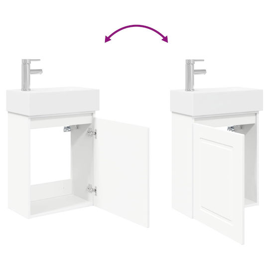 vidaXL Bathroom Vanity Unit with Sink M45.5xD22.5xH84cm White