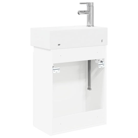 vidaXL Плот с Мивка 45.5x22.5x84 см Бял