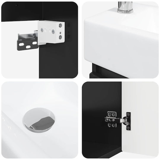 vidaXL Πάγκος με Νιπτήρα Μ45.5xΒ22.5xΥ84cm Μαύρο