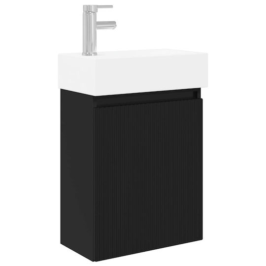 vidaXL Плот Със Смесител 45.5x22.5x84см Черен