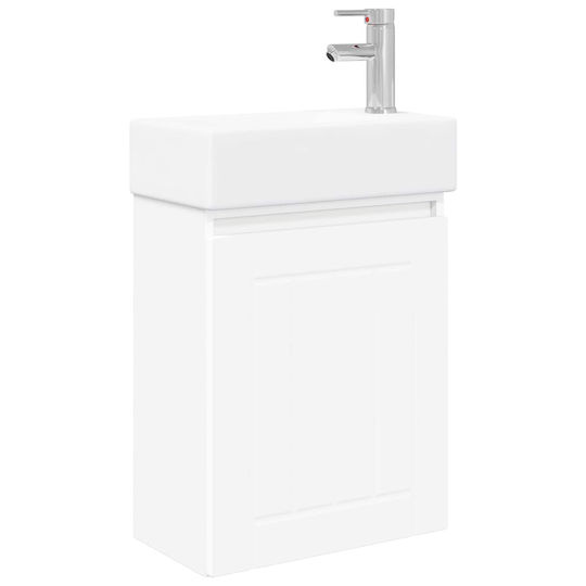 vidaXL Плот със Смесител 45.5x25.5x84 см Бял