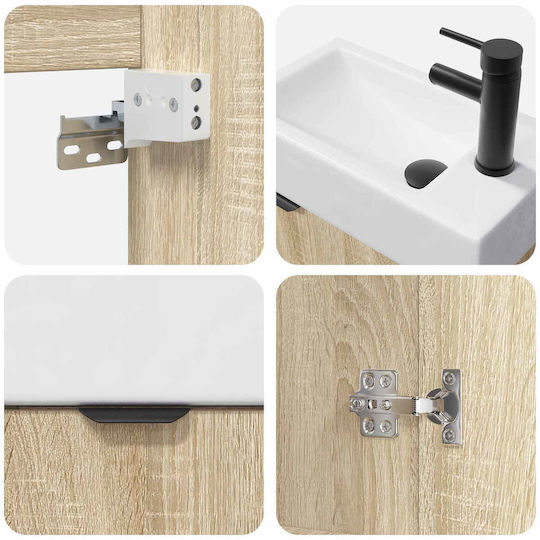 vidaXL Unitate De Mobilier Pentru Baie Cu Lavoar M45.5xA22.5xÎ84cm Maro
