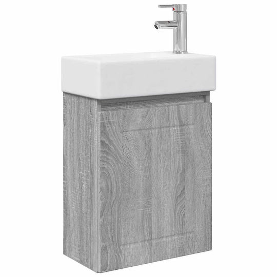 vidaXL Плот Със Смесител 45.5x25.5x84см Сив
