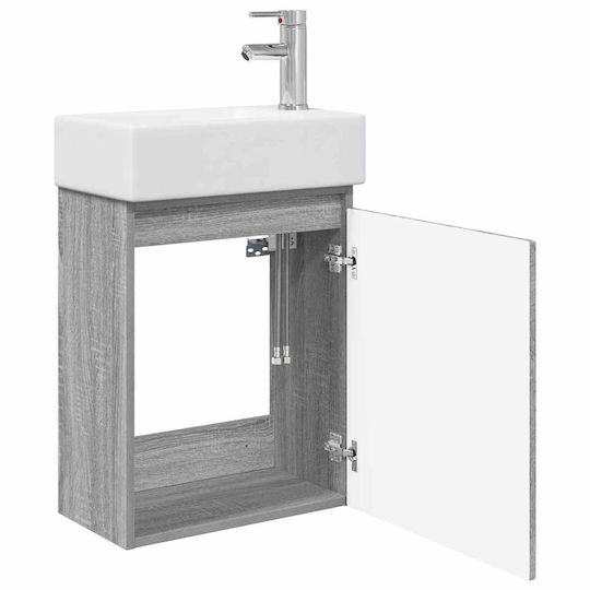 vidaXL Плот Със Смесител 45.5x25.5x84см Сив