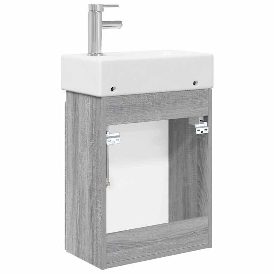 vidaXL Плот Със Смесител 45.5x25.5x84см Сив