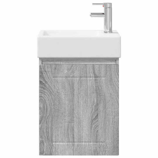 vidaXL Плот Със Смесител 45.5x25.5x84см Сив