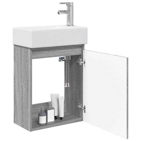 vidaXL Плот Със Смесител 45.5x25.5x84см Сив