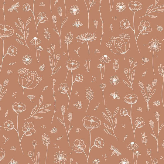 Little Dutch Kids Fabric Wallpaper Wild Flowers Rust L53xH1000cm