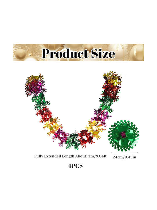 Multicolored Christmas Garland 4 Pcs Hanging Ceiling Decoration