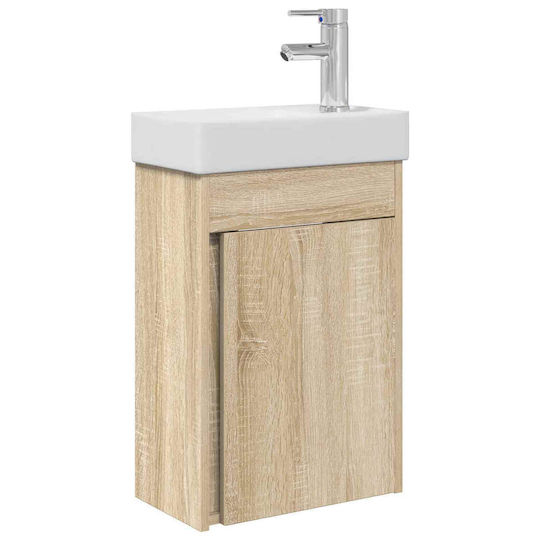vidaXL Плот със Смесител 40.5x22.5x62см Кафяв