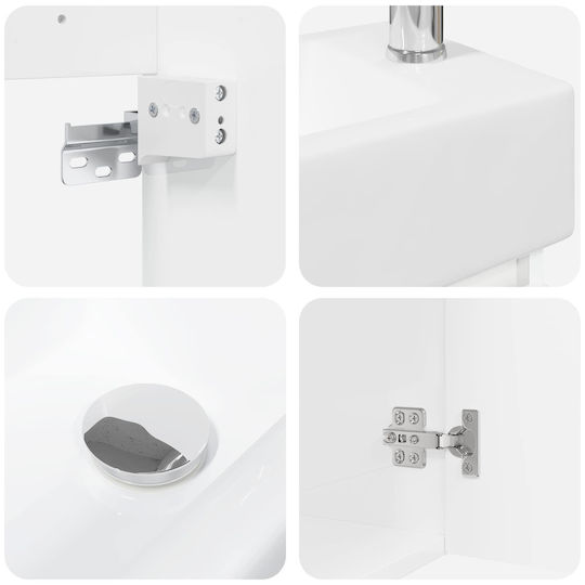 vidaXL Πάγκος με Νιπτήρα Μ45.5xΒ22.5xΥ84cm Λευκό