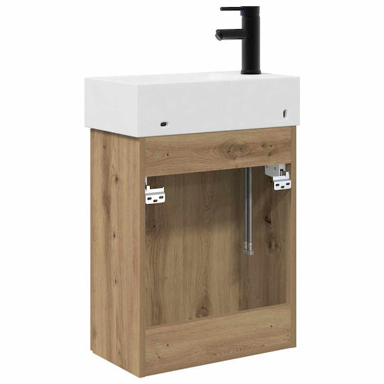 vidaXL Плот Със Смесител 45.5x22.5x84см Кафяв