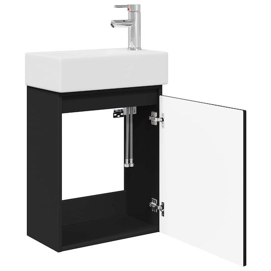 vidaXL Плот с Мивка 45.5x22.5x84 см Черен