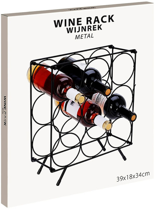 Excellent Houseware Freistehendes Weinregal Metallisch für 9 Flaschen Schwarz 31x18x36,5 cm