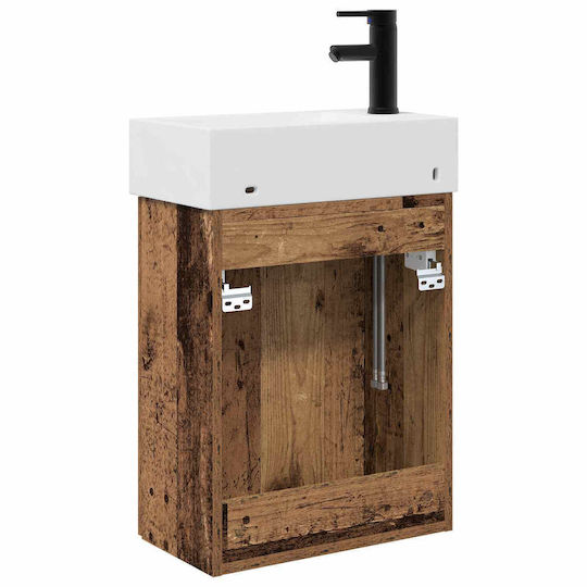 vidaXL Плот Със Смесител 45.5x22.5x84см Кафяв