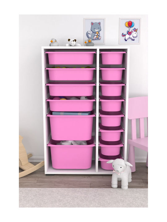 Comodă pentru copii Roz / Alb 69.5x30x109buc