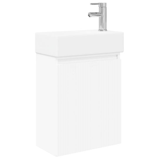 vidaXL Плот със Смесител 45.5x22.5x84 см Бял