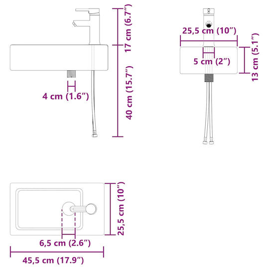 vidaXL Panglică cu Lavoar 45,5x22,5x84 cm Gri