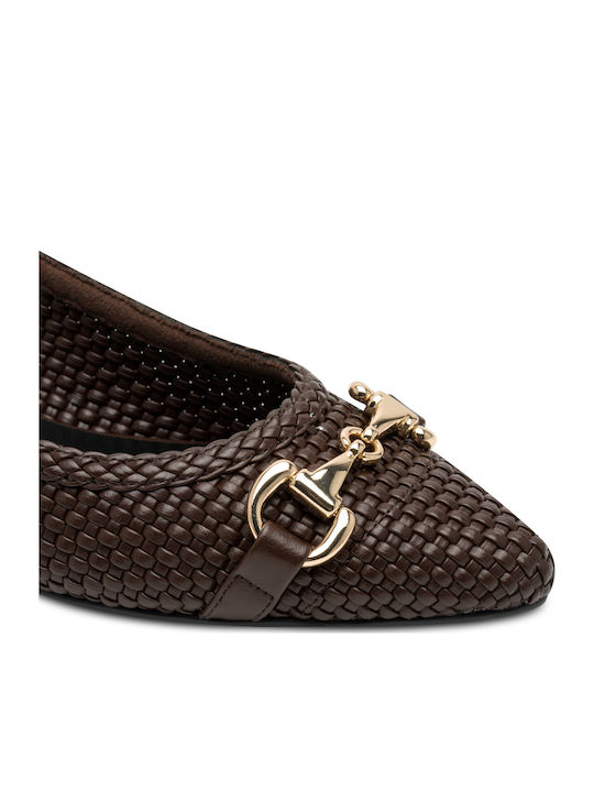Γυναικείες Μπαλαρίνες Slingback σε Καφέ Χρώμα
